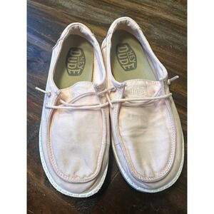 Hey Dude Wendy Youth Slub Canvas Pink Slip On Shoes Size Y2‎ L3